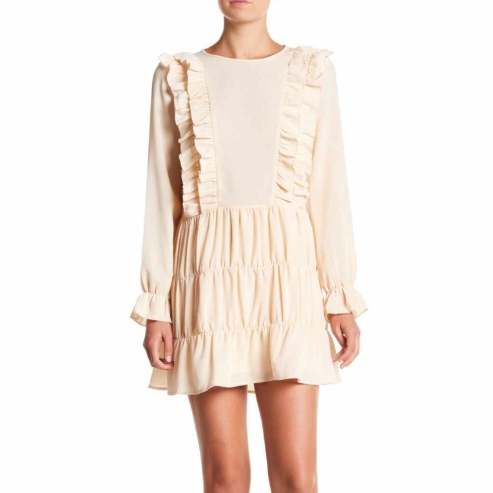 TDF CUTE! Cream RUFFLE Dress #preppy #richgirl #sorority